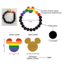 Disney Jewelry Custom Rhodium Colorful Stone Mickey Mouse Bead Bracelet